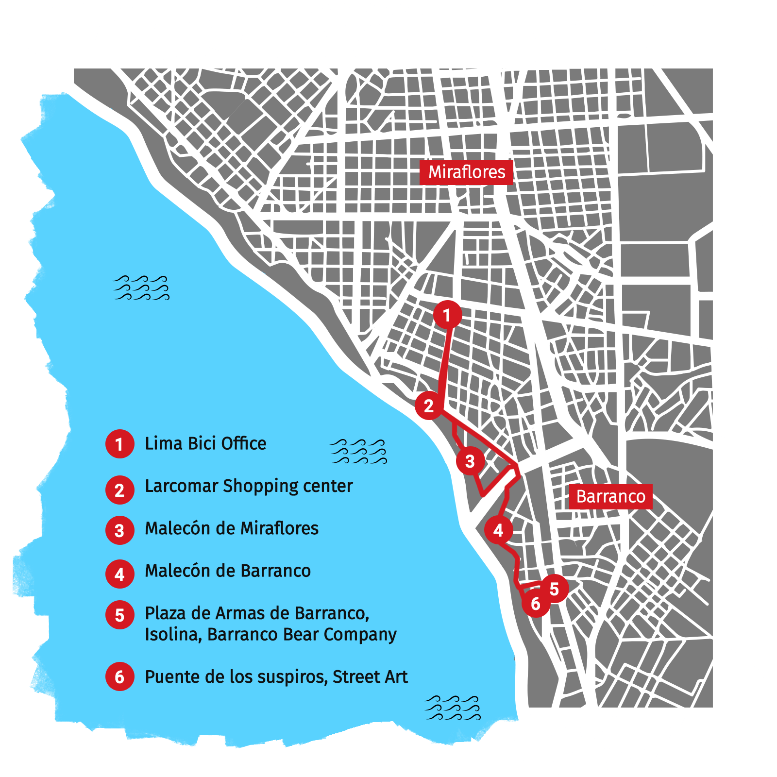 map Huariques and bike tour