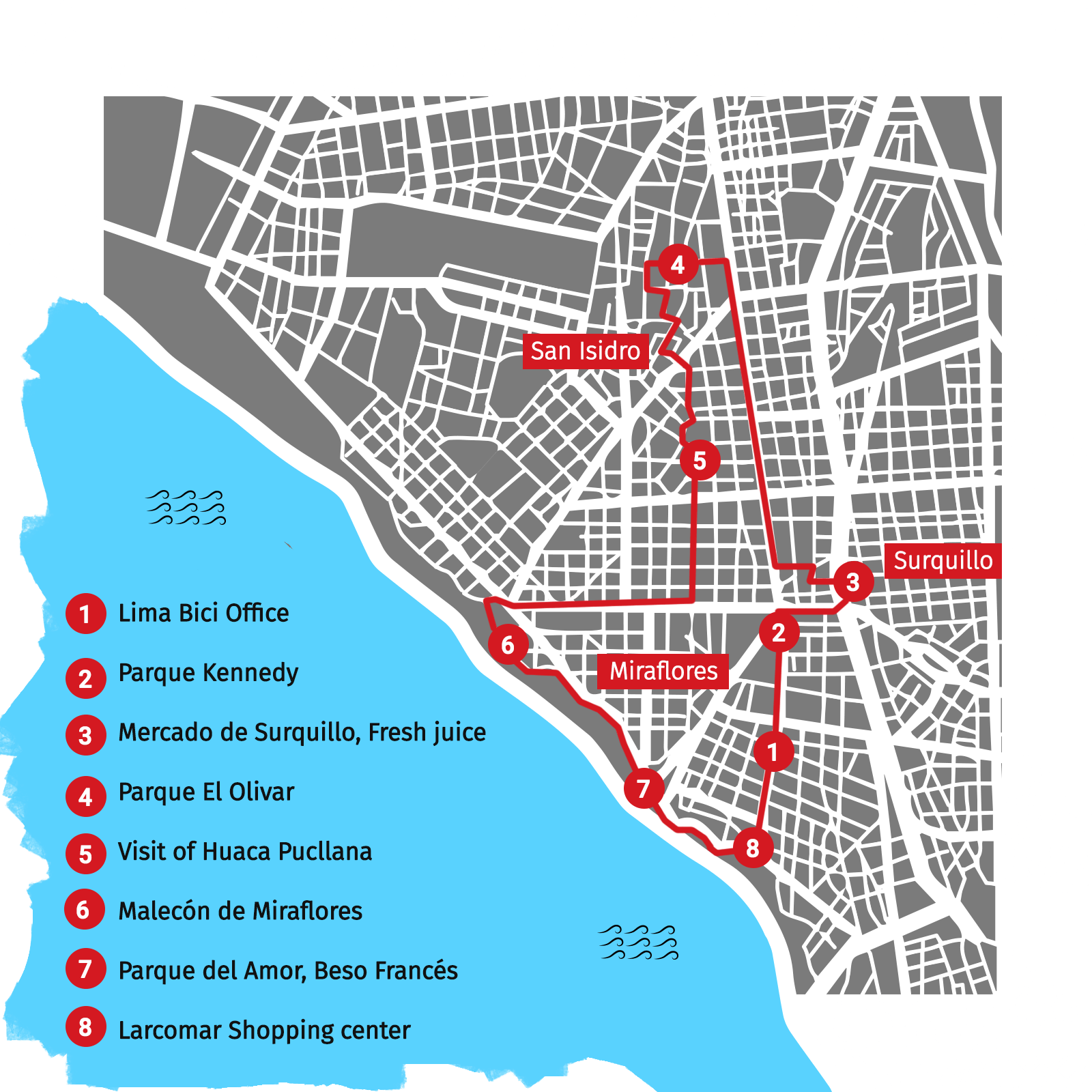 Map Downtown Lima Tour, Lima